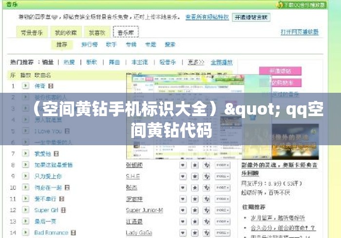 （空间黄钻手机标识大全）" qq空间黄钻代码