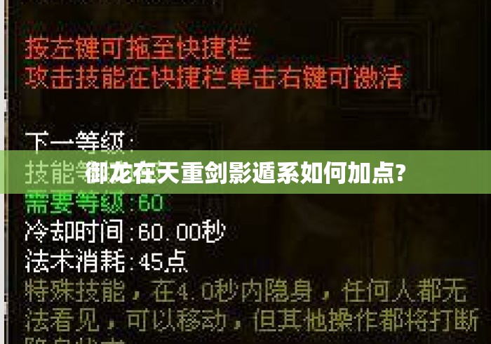 御龙在天重剑影遁系如何加点?