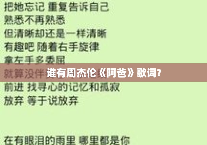 谁有周杰伦《阿爸》歌词? 谁有周杰伦《阿爸》歌词?