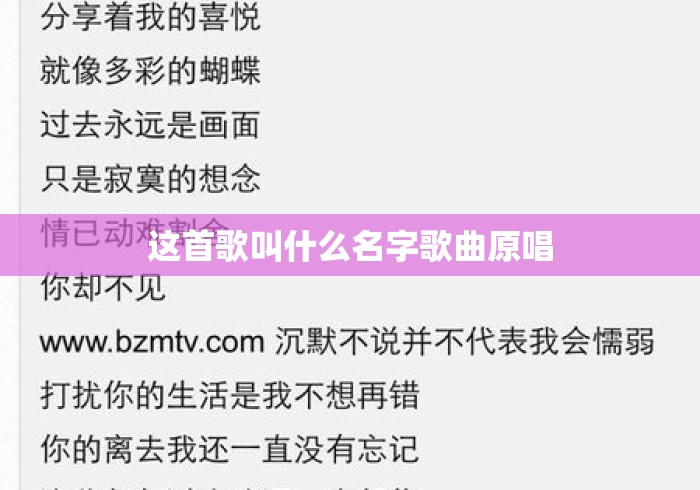 这首歌叫什么名字歌曲原唱 这首歌叫什么名字歌曲原唱
