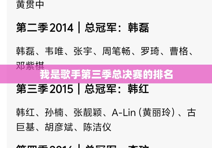 我是歌手第三季总决赛的排名 我是歌手第三季总决赛的排名
