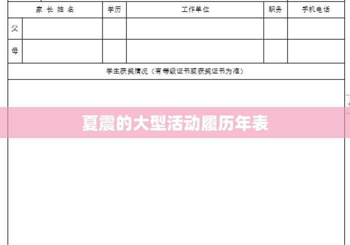 夏震的大型活动履历年表 夏震的大型活动履历年表