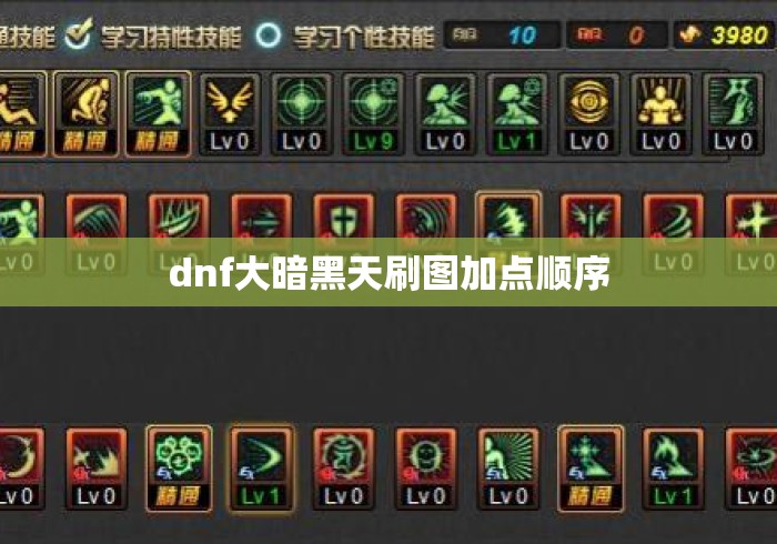 dnf大暗黑天刷图加点顺序
