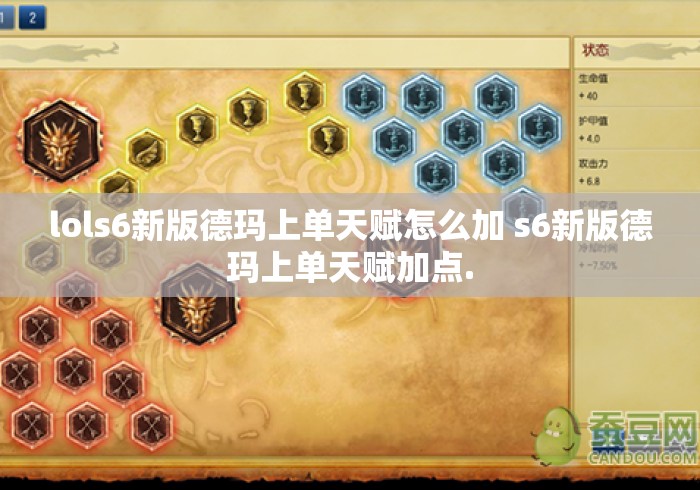 lols6新版德玛上单天赋怎么加 s6新版德玛上单天赋加点. lols6新版德玛上单天赋怎么加 s6新版德玛上单天赋加点.